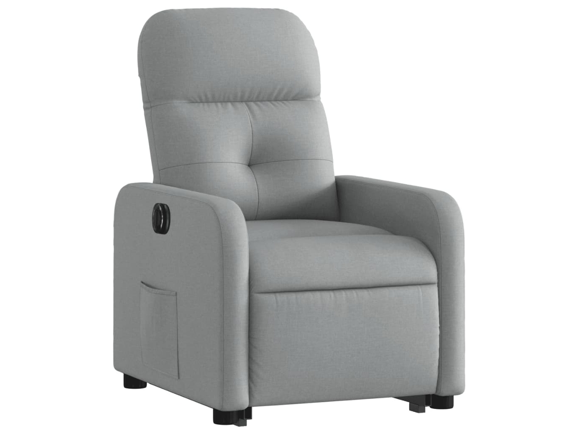 Poltrona reclinável elevatória elétrica tecido cinzento-claro