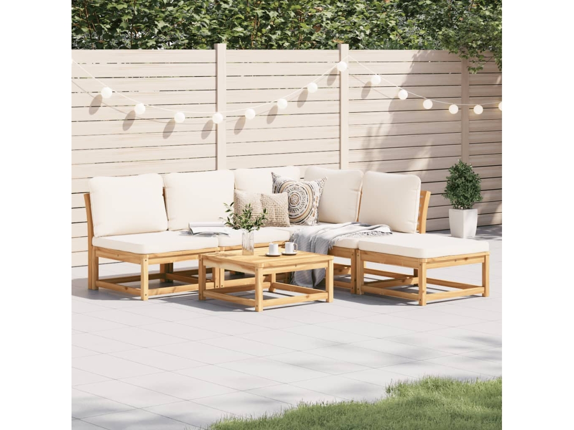 Conjunto 6 Lounge Jardim C/Almofadões VIDAXL Madeira Maciça Acácia