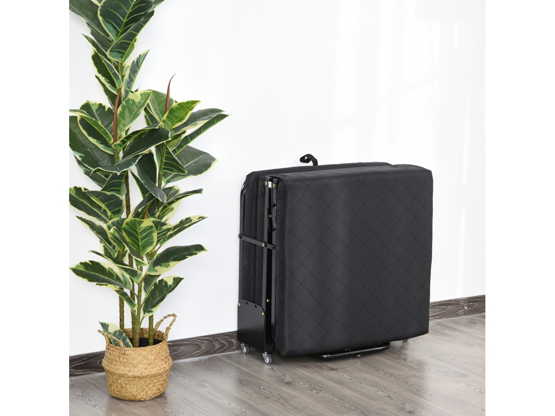 Cama Dobrável Metal e Espuma; cor Negro 184x65x26 cm HOMCOM