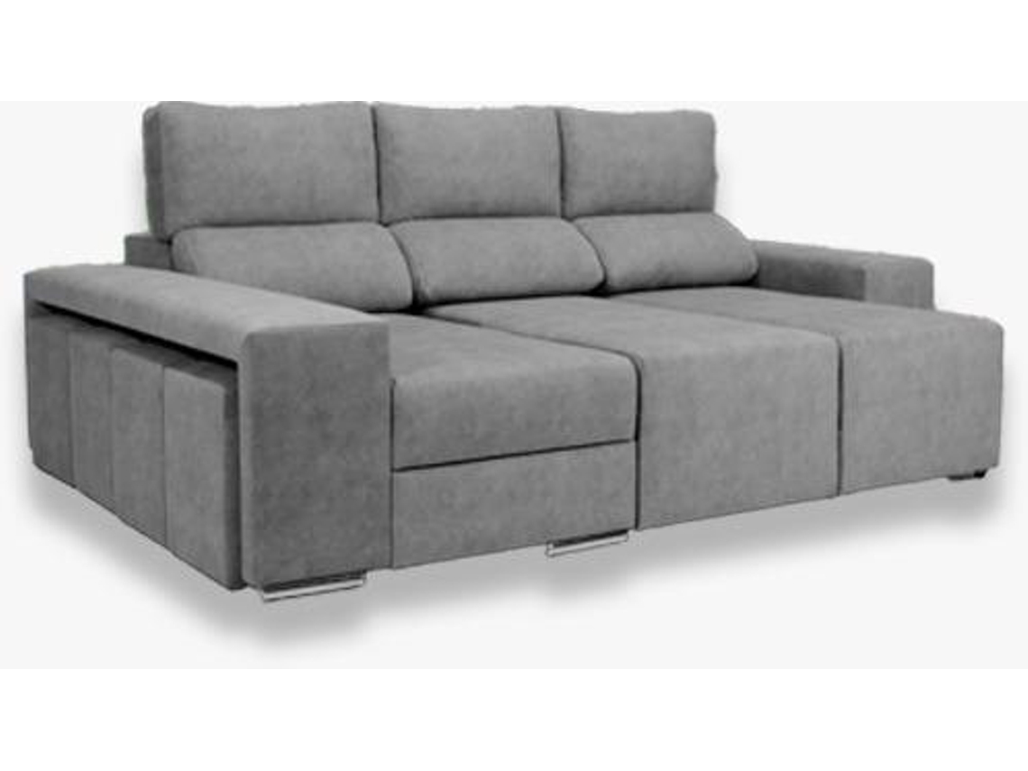 Sofá Chaise Longue PEQUIM - Direito - Cinza (265X160 cm)