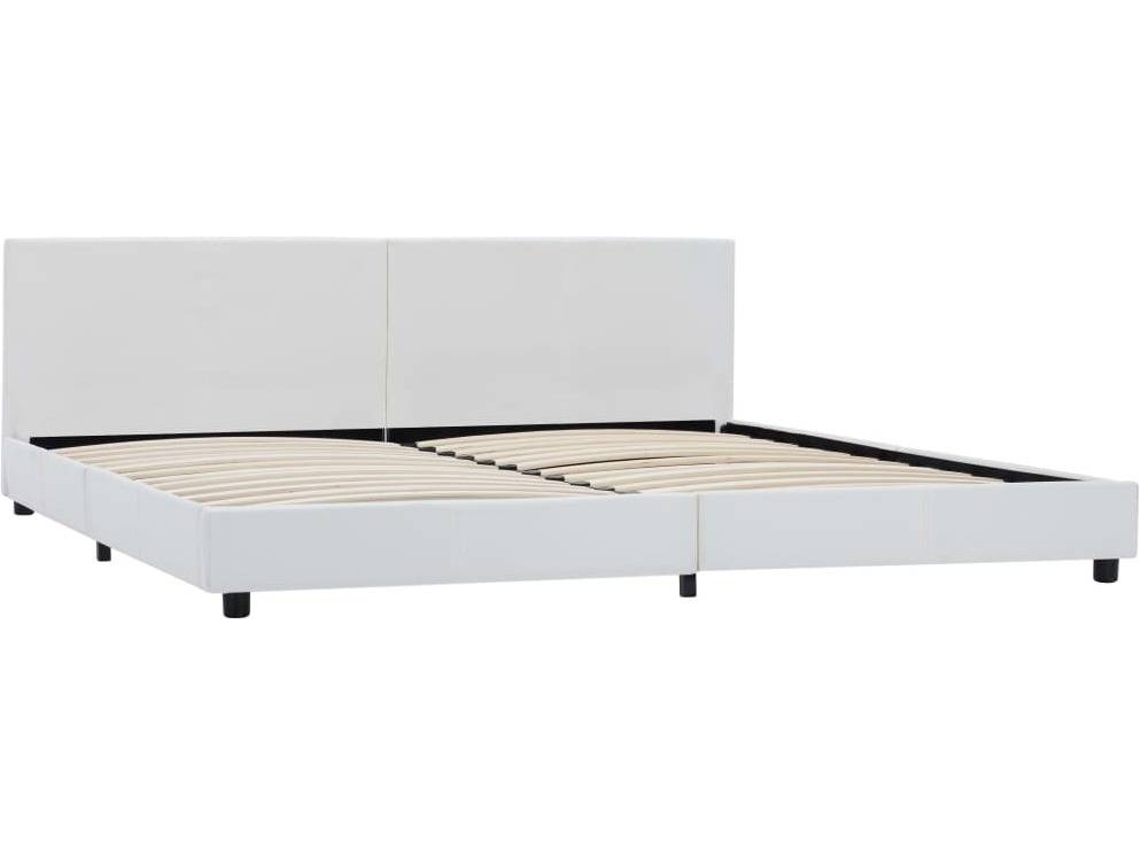 vidaXL Estrutura de cama em couro artificial 180x200 cm branco