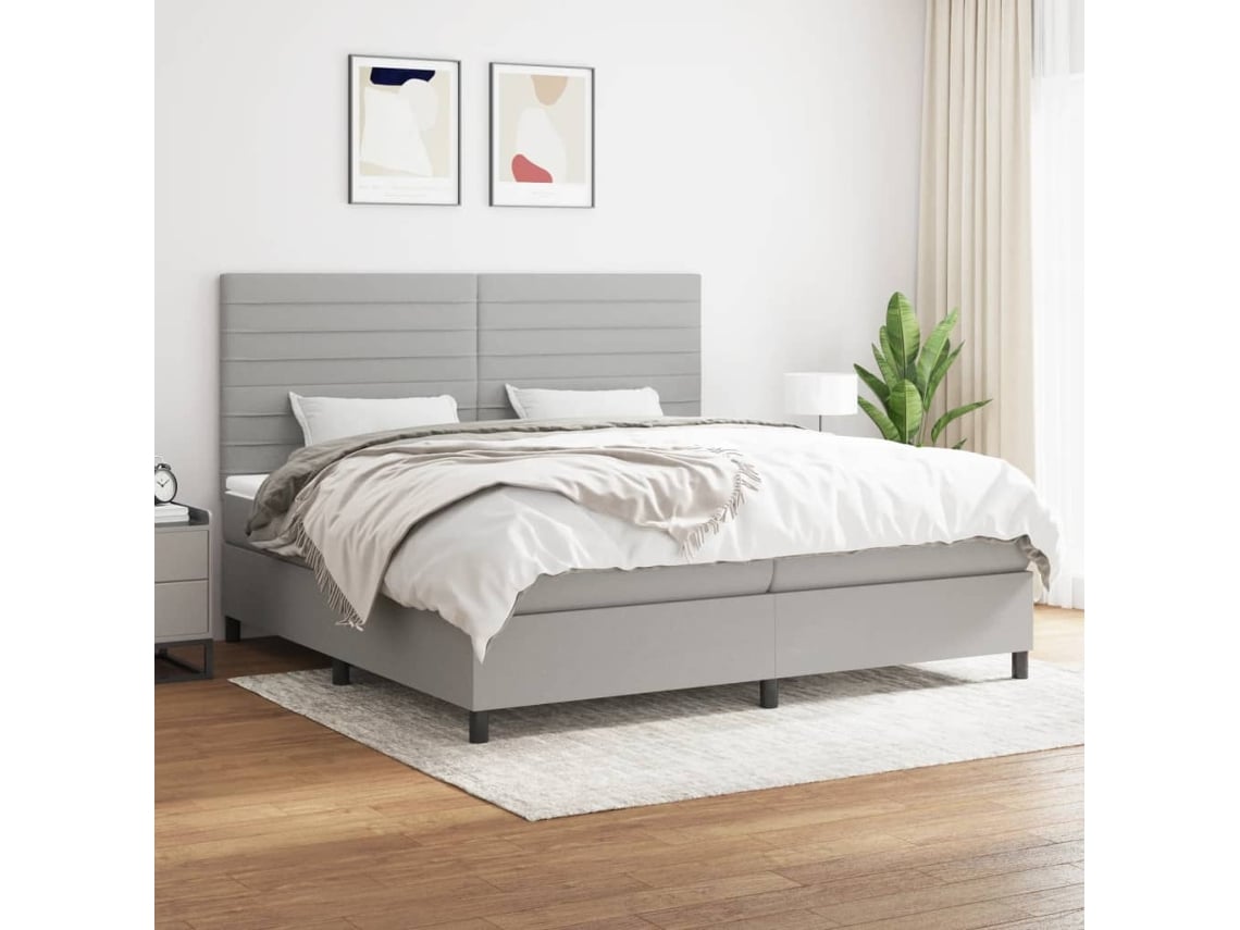 Cama box spring VIDAXL Cinzeto Tecido (200x200 cm)