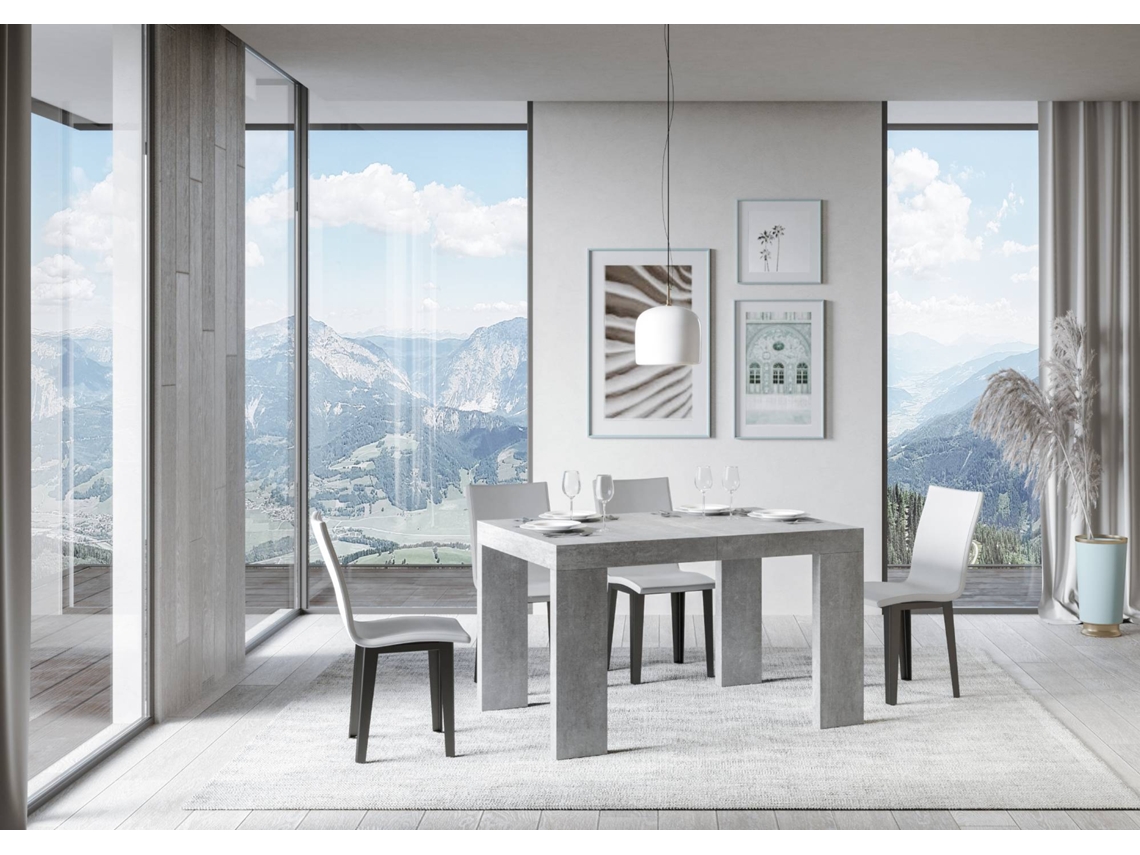 Mesa de Jantar Extensível 90X140/244 Cm Roxell Premium Cimento ITAMOBY