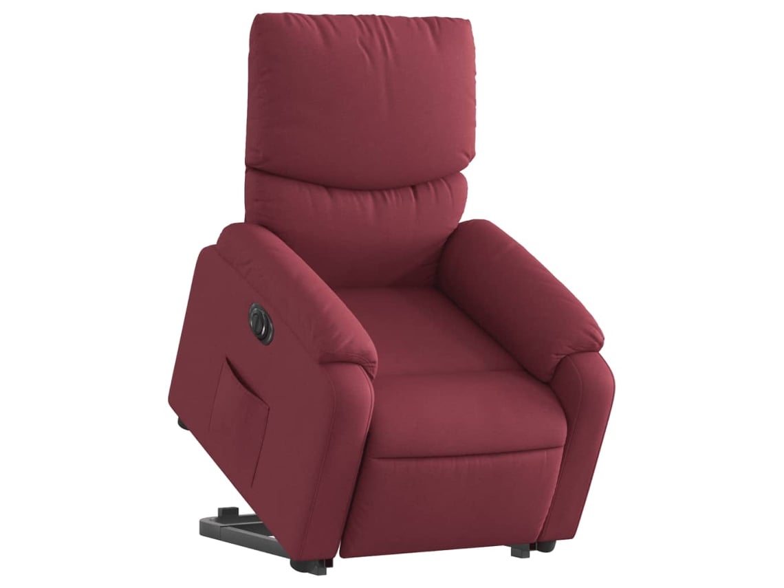 Poltrona reclinável elevatória elétrica tecido vermelho-tinto