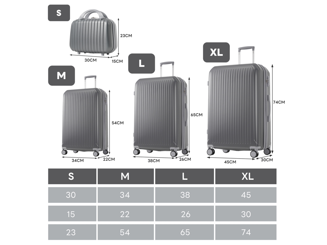 Conjunto De Malas 14 20 24 28 Com Alças Telescópicas Rodas 360 Degree Fechadura Tsa Estojo Duro Cor Cinza Antigo Mega Echo Trade Shop