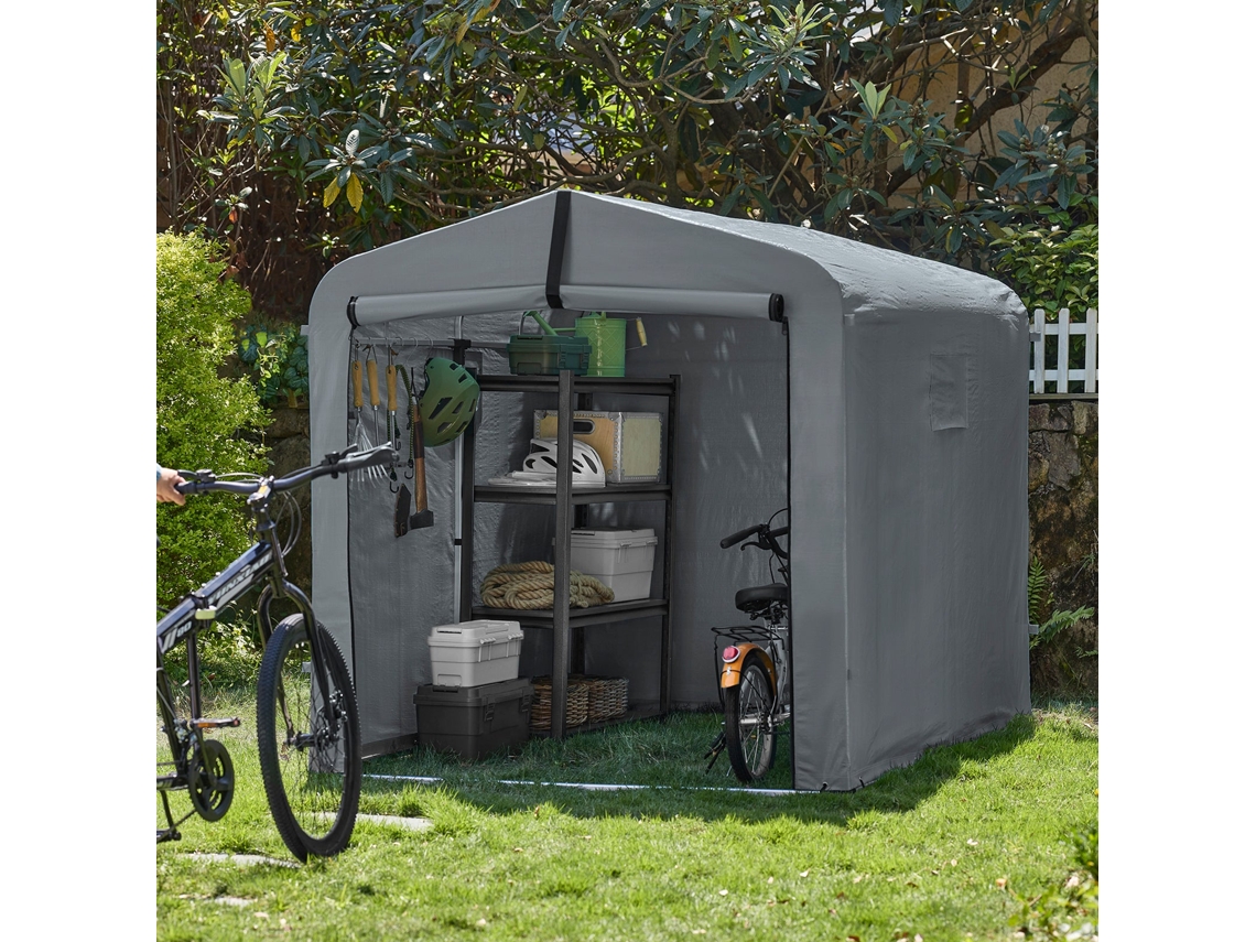 Galpão de jardim Sobuy com ganchos para bicicletas e ferramentas