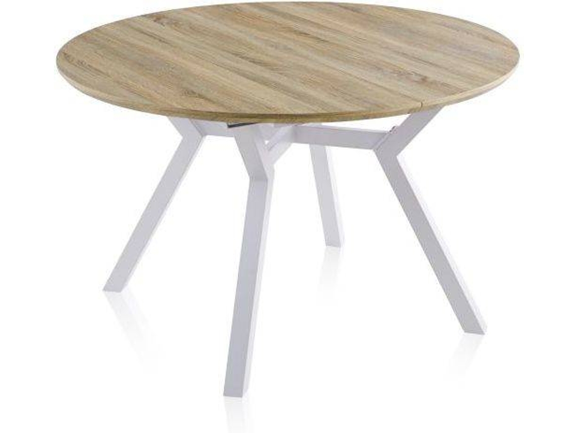 Mesa Redonda Extensible Aeris DUEHOME Roble Blanco Ancho 120 Cm