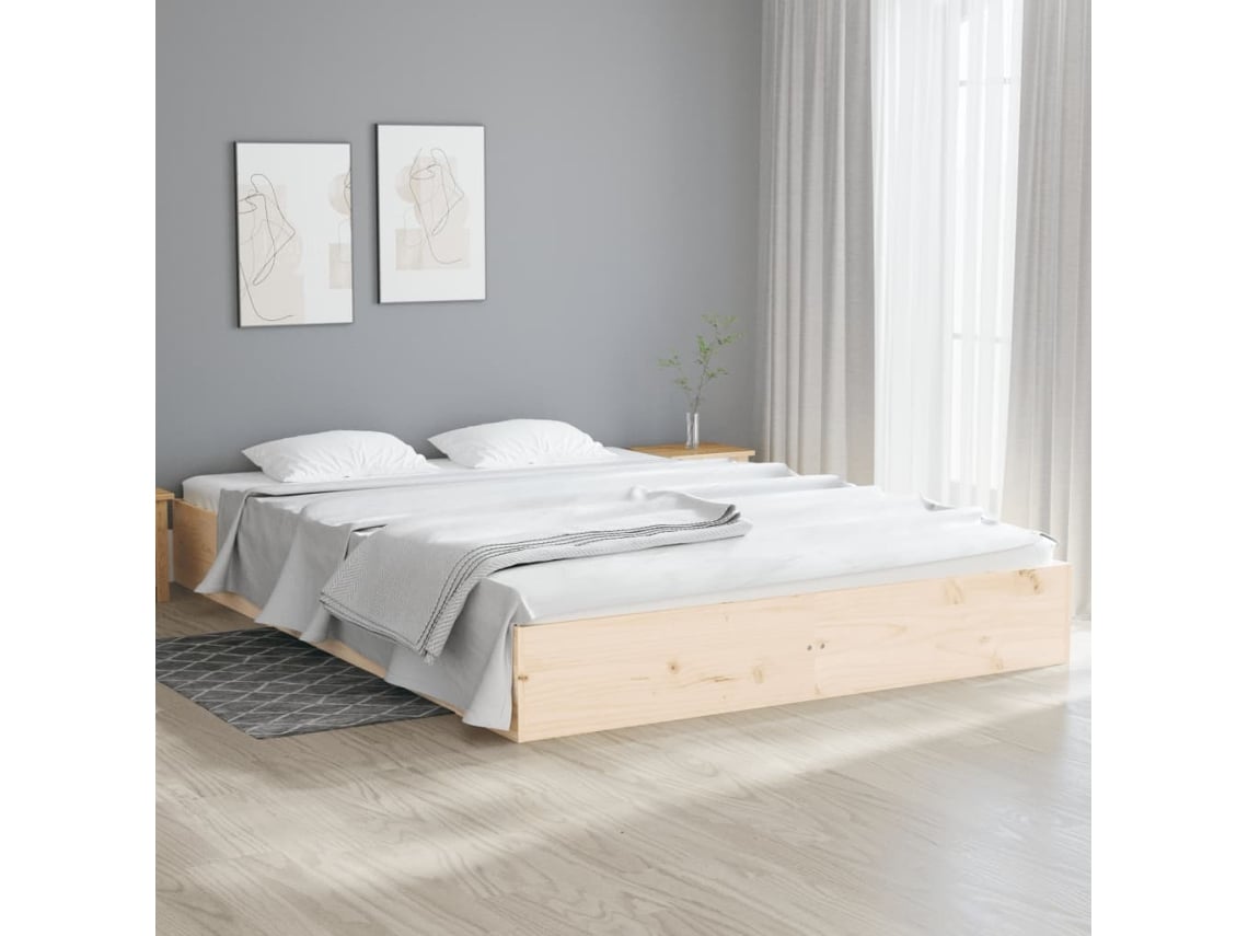 vidaXL Estrutura de cama 140x200 cm madeira maciça