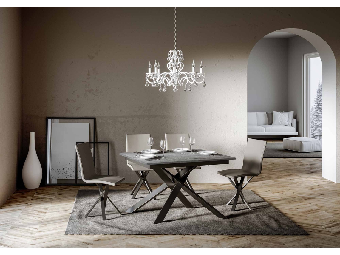 Mesa de Refeição ITAMOBY Ganty (90x120/180 - Painéis em Melamina - Cimento)