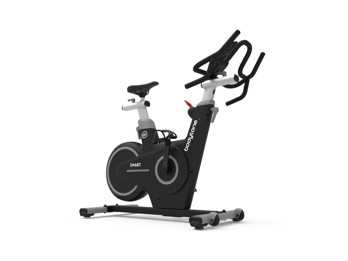 Active Bike conectividade Bluetooth e com apps como Bkool, Kinomap (1 mês de teste grátis). Roda de inércia de 15 kg.