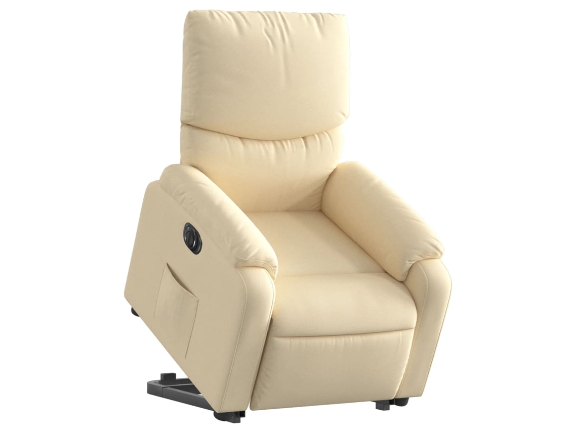 Poltrona reclinável elevatória elétrica tecido cor creme