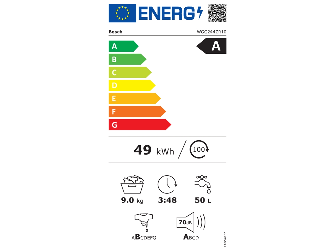 Bosch Wgg244zr10 Máquina De Lavar Carregamento Frontal 9 Kg 1400 Rpm Aço Inoxidável
