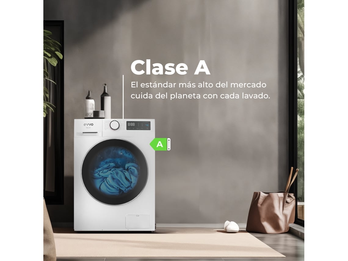Máquina De Lavar Roupa Evvo 8 Kg Carregamento Frontal Nature 8, 1350 Rpm, Classe Energética A, Motor Inversor, 15 Programas