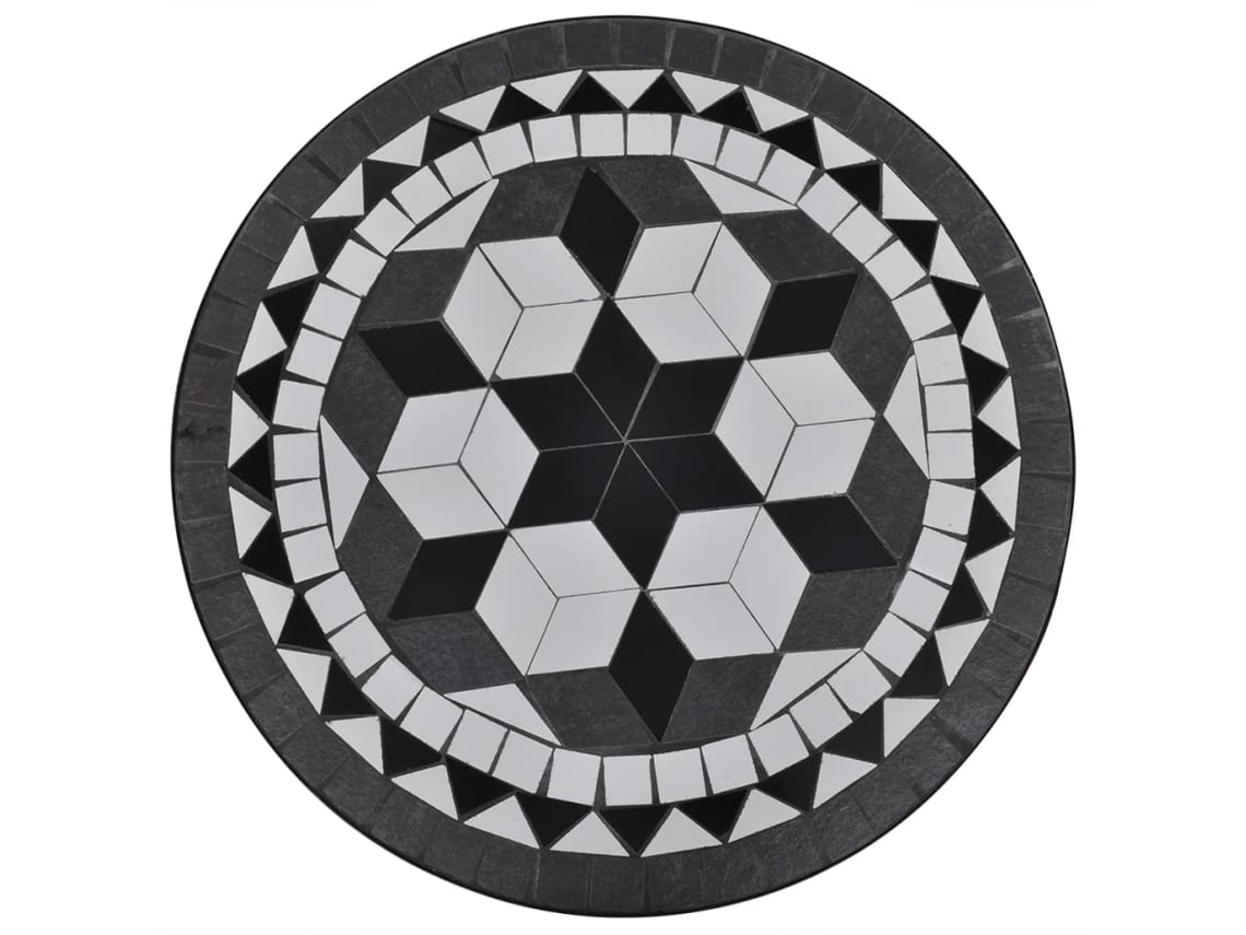 Mesa De Bistrô Mosaico Preto E Branco 60 Cm Ferro Cerâmica