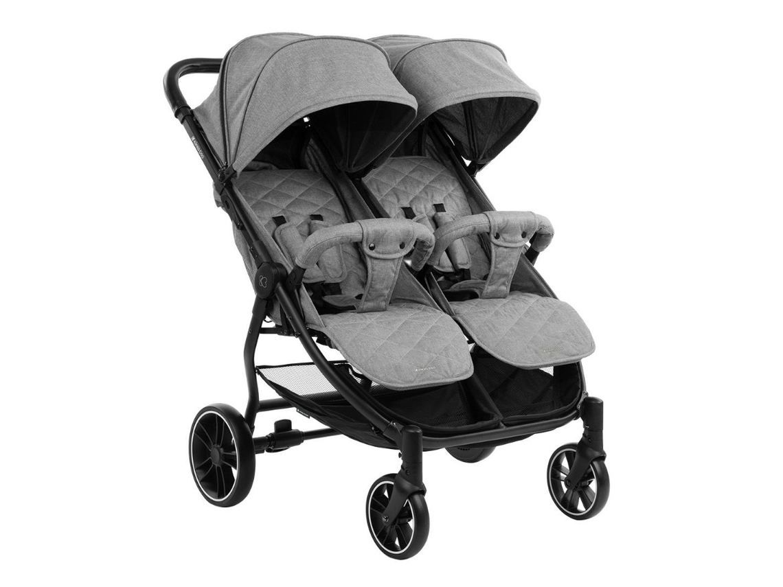 Carrinho de bebê Kikkaboo Happy 2 Twin (até 30 kg), cinza claro