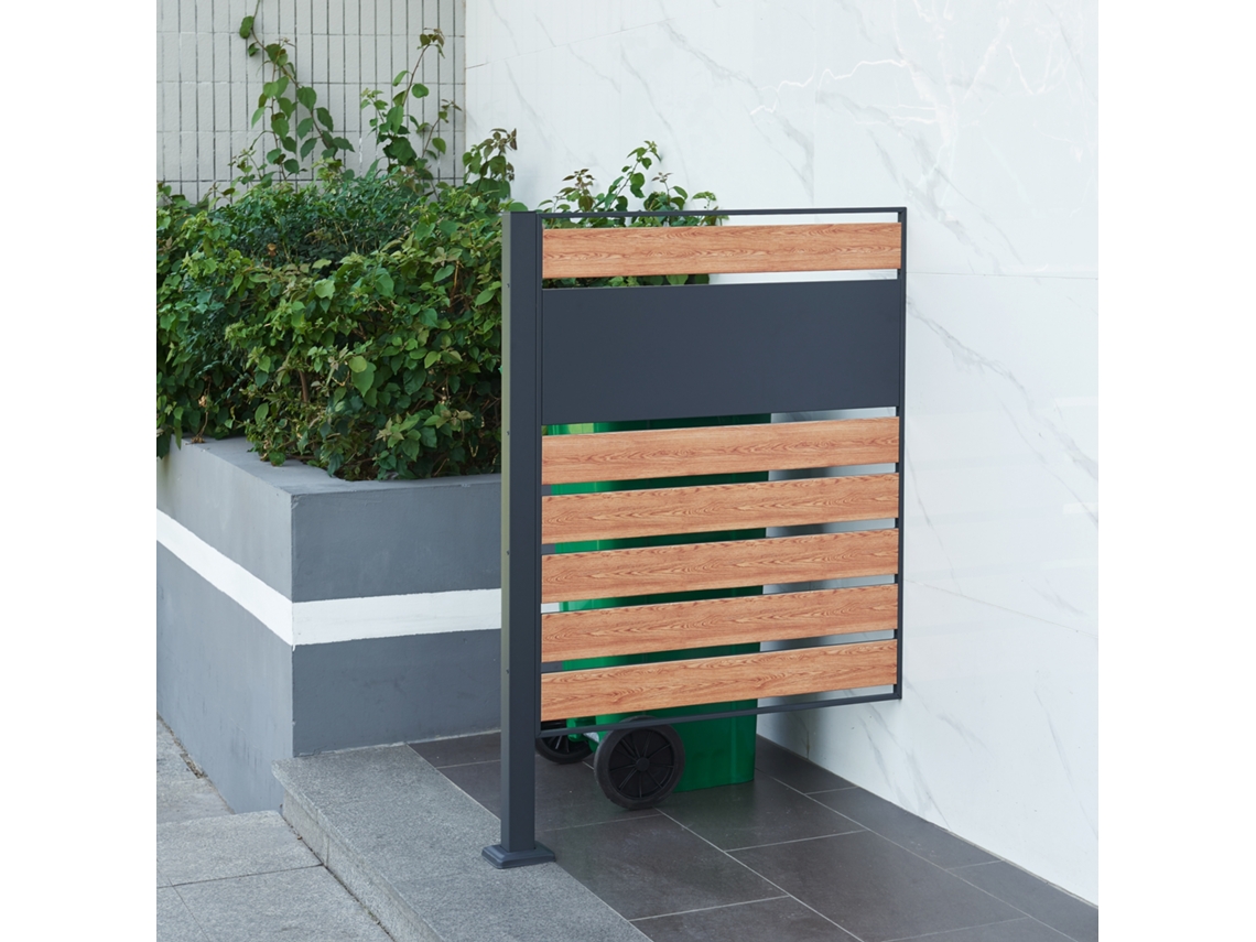 Vedação de Privacidade em Aço Uusikaupunki 120X83X11Cm Antracite/Madeira EN.CASA