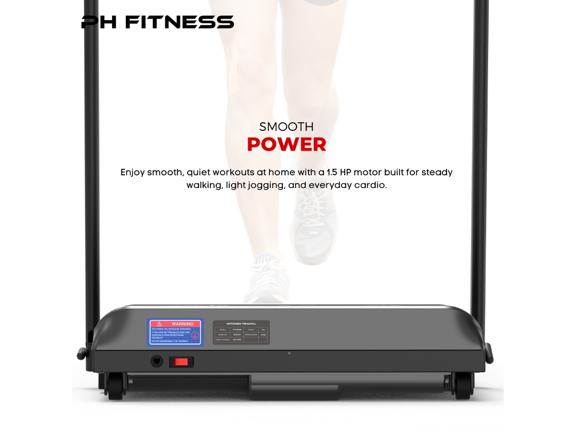Passadeira Dobrável Phf Lb600 / Treadmill Para Casa Motor 1.5 Hp, Velocidade 10 Km/h, 130 Kg, Bluetooth App, Chave De Segurança, Compacta Ph Fitness