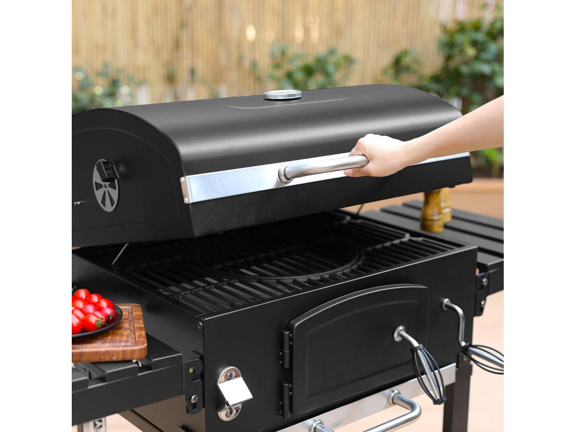 Barbecue ALICE'S GARDEN Sweeek Bernard Recuperador de Cinzas, Arejadores, Bandeja Ajustável, Prateleiras (122x65x103 cm)