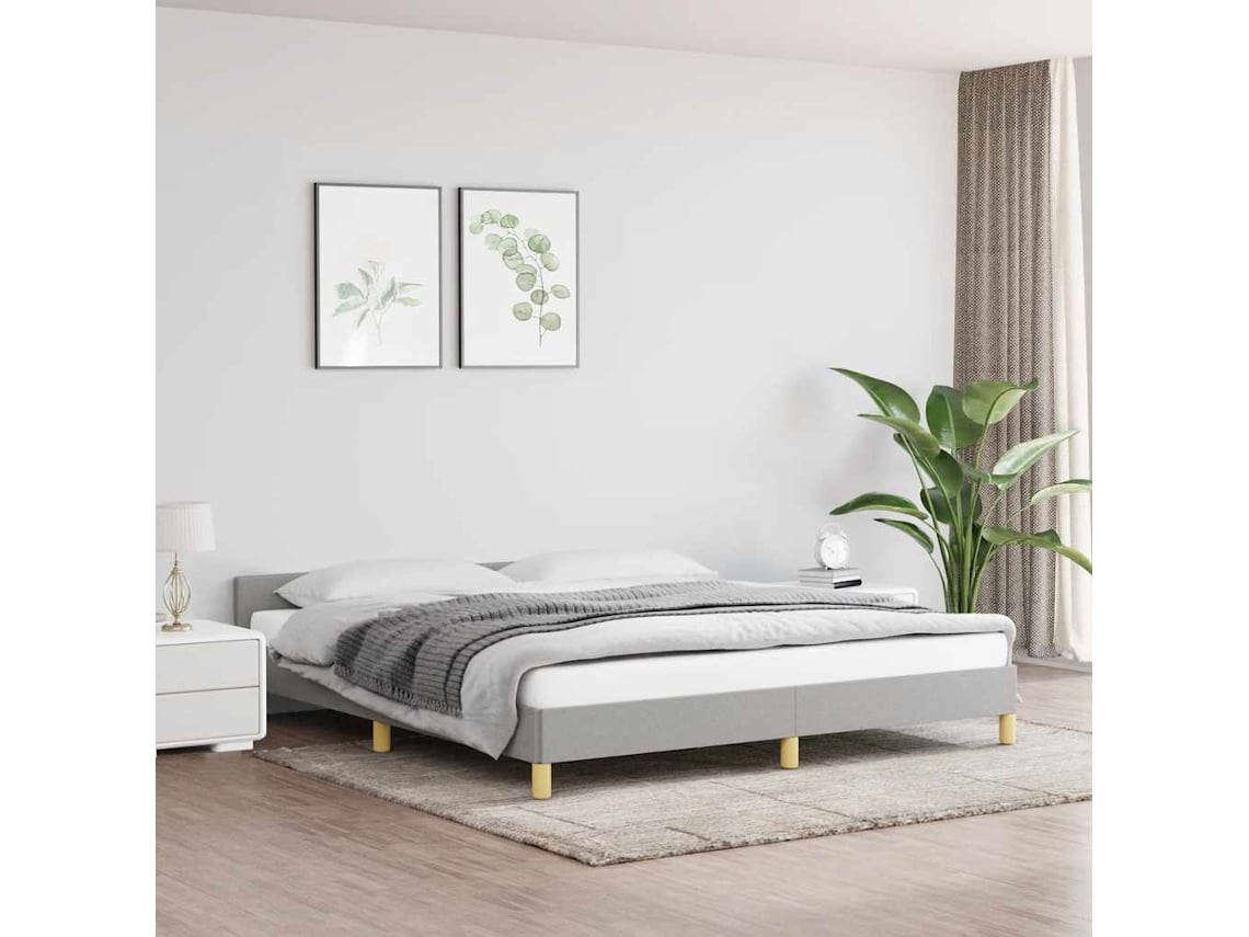 vidaXL Estrutura de cama 160x200 cm tecido cinzento-claro