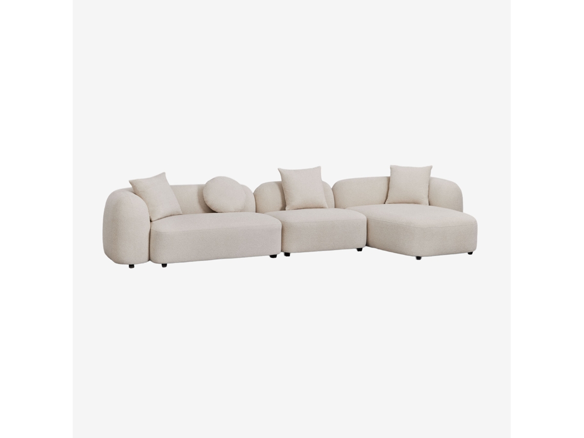 Sofá Modular Chaise Longue Direito De 3 Peças Em Chenille Coco Poliéster Sklum
