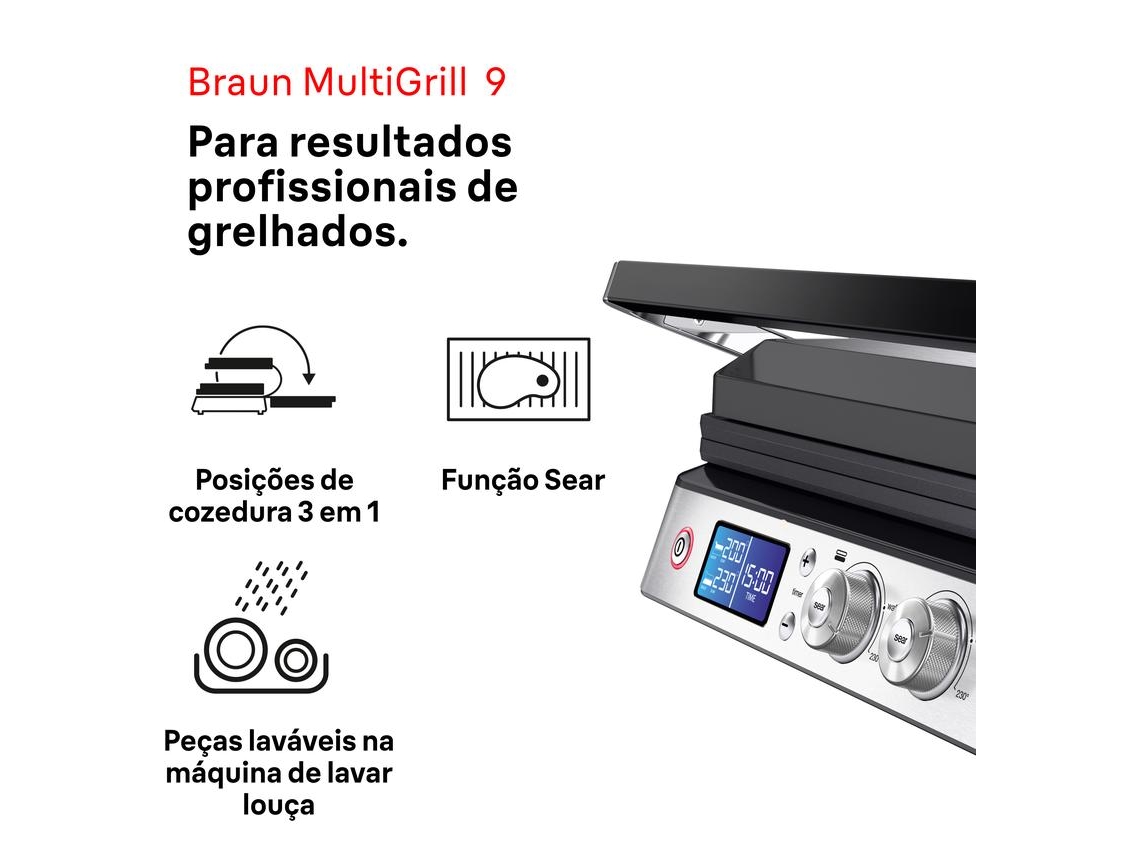 Grelhador de Contacto BRAUN Multigrill 9 CG9040 (2000 W - Inox)
