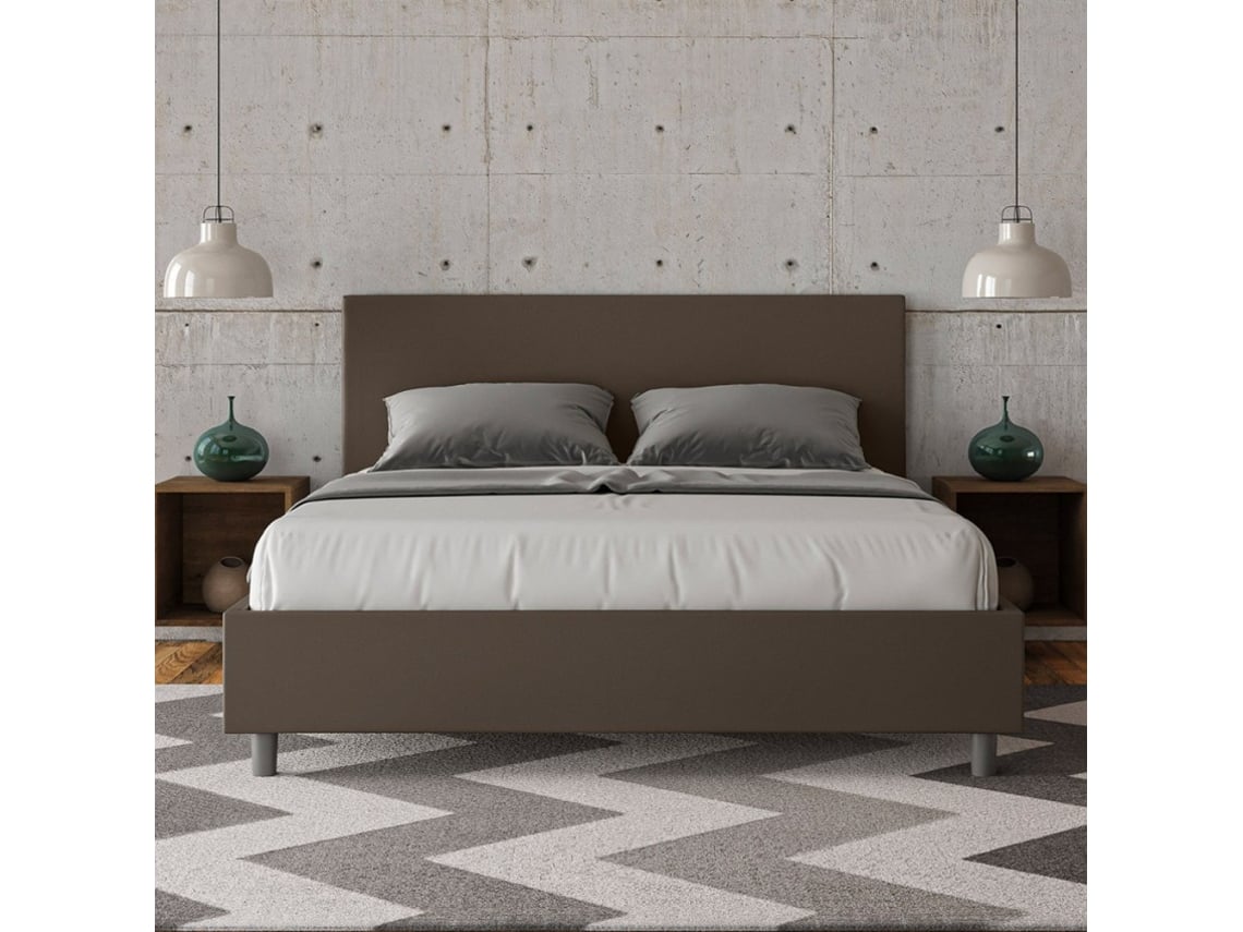 Recipiente de cama de casal 160x200 moderno imitação de couro Adele M1