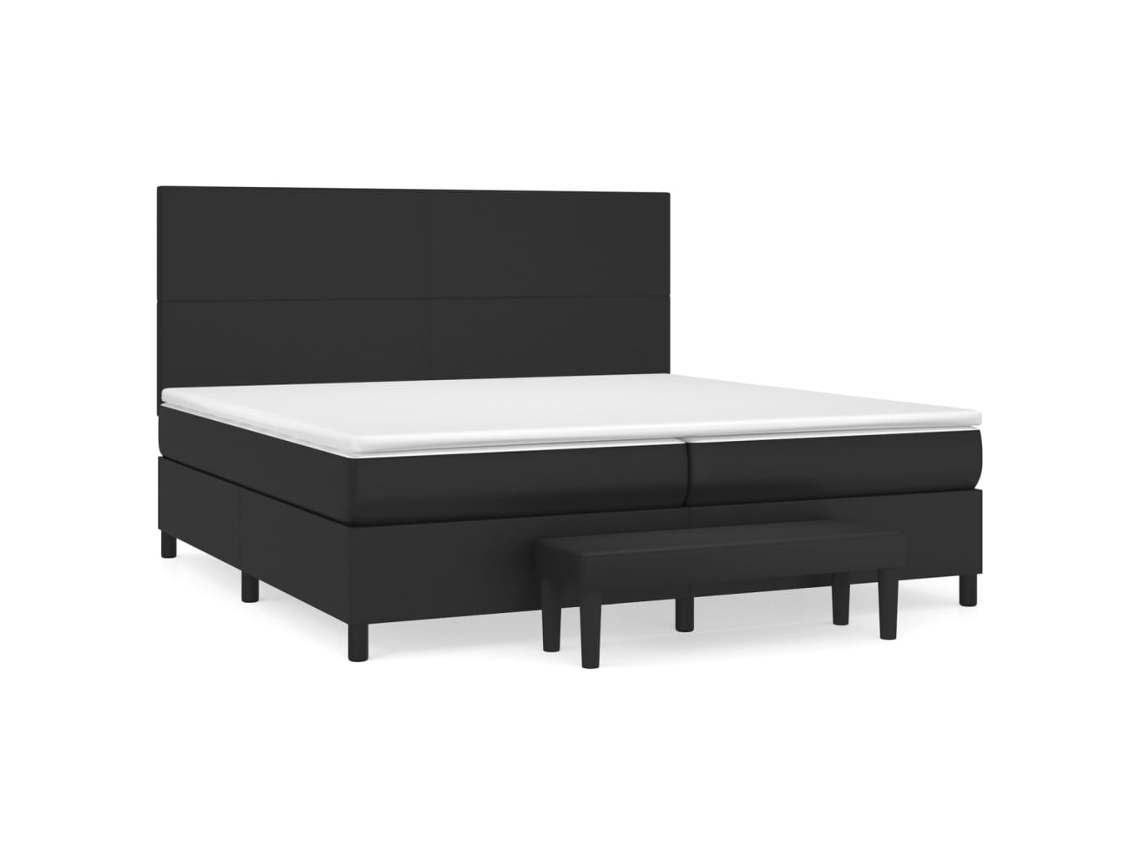 Cama Box Spring VIDAXL (Preto - Couro Artificial - 203 x 200 x 128 cm)