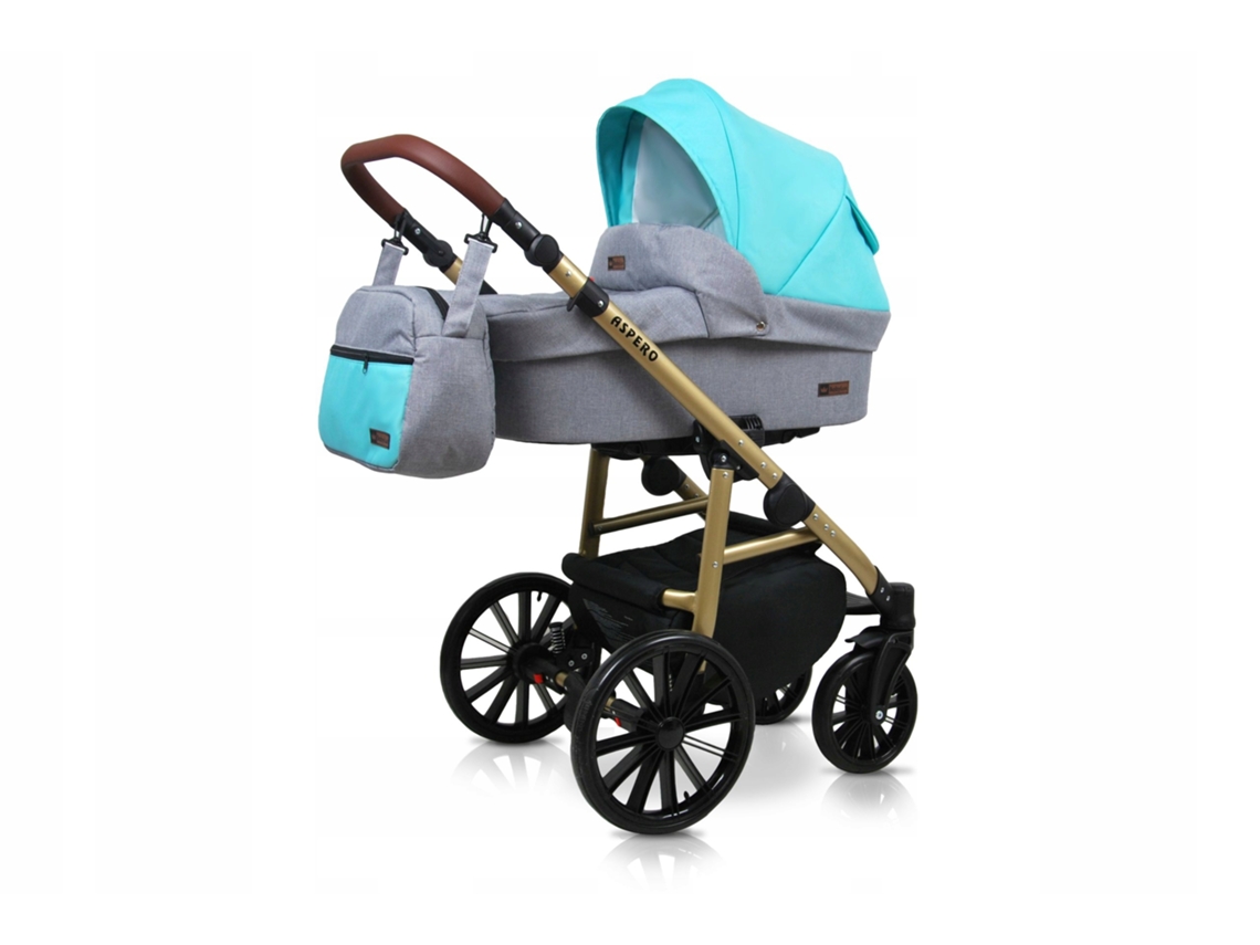 Carrinho de Bebé Multifuncional BABYLUX ASPERO 4 Em 1 -Silver mint - Ajustável e dobrável Construção leve em alumínio - Reversibilidade - Acessórios