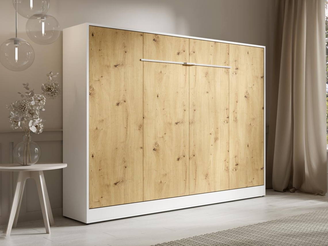 Cama embutida RAPILI VENTE-UNIQUE Natural claro, Branco 140x200 cm - Sem colchão - Com sommier