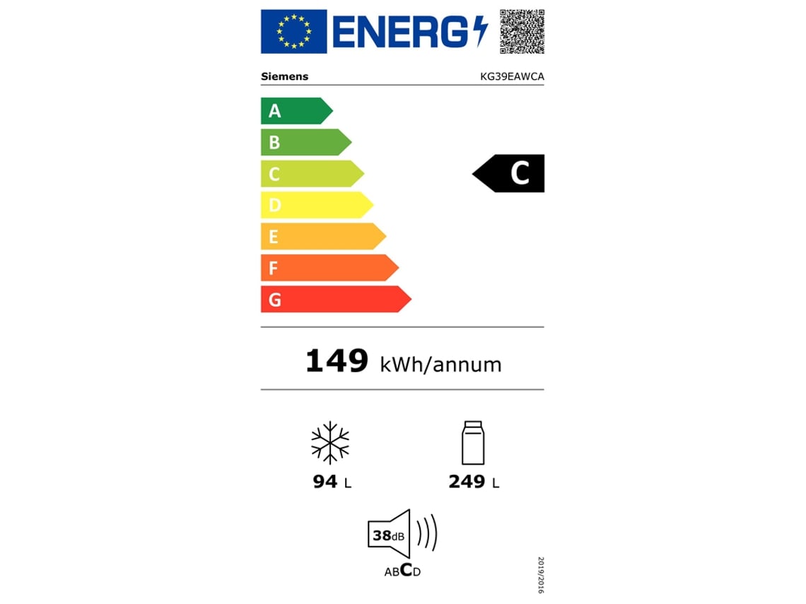 Frigorífico Combinado SIEMENS KG39EAWCA (201 cm - Branco)