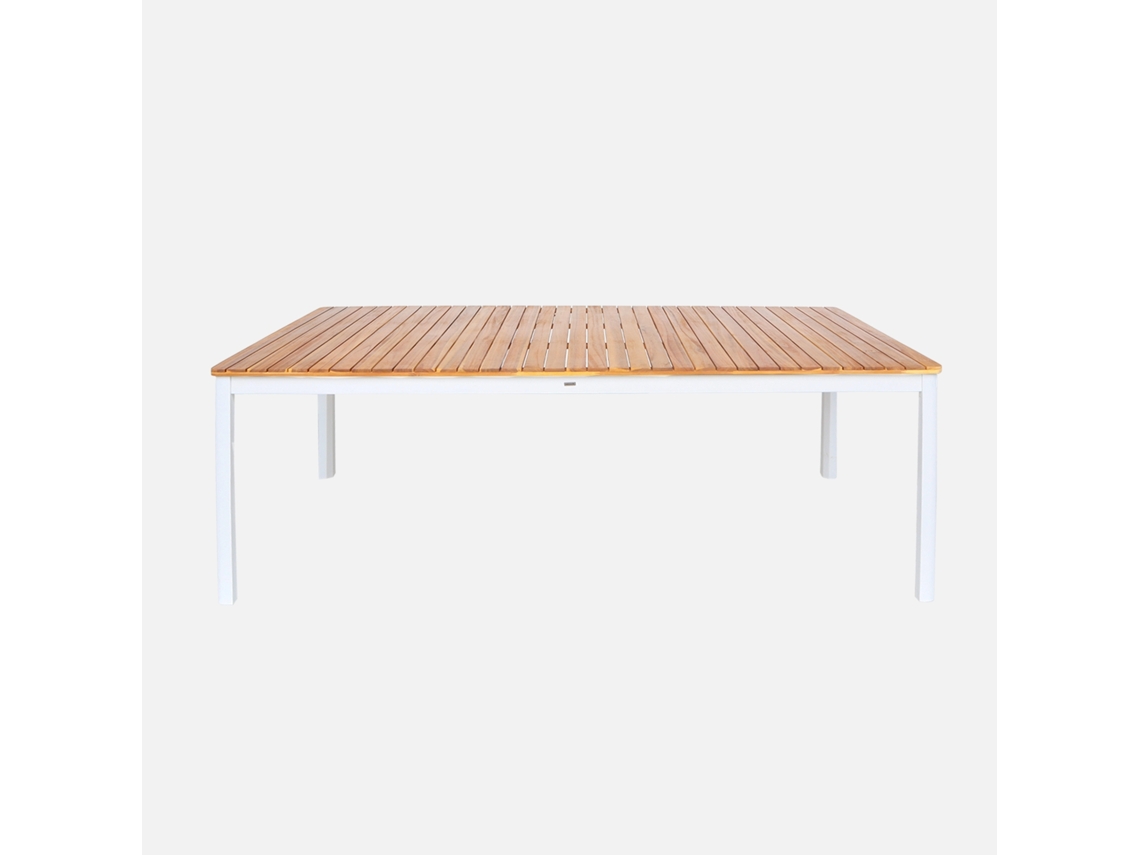 Mesa De Jardim Em Acácia Com Cantos Arredondados, 8 Lugares, Branco Sweeek