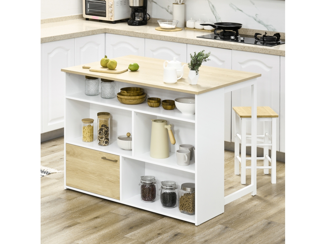 Mesa de Refeição HOMCOM (116 x 79,5 x 91 cm - Branco)