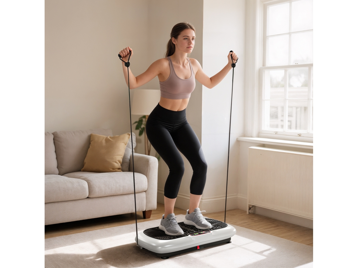 Placa De Vibração 99 Níveis 2 Faixas Fitness Brancopreto