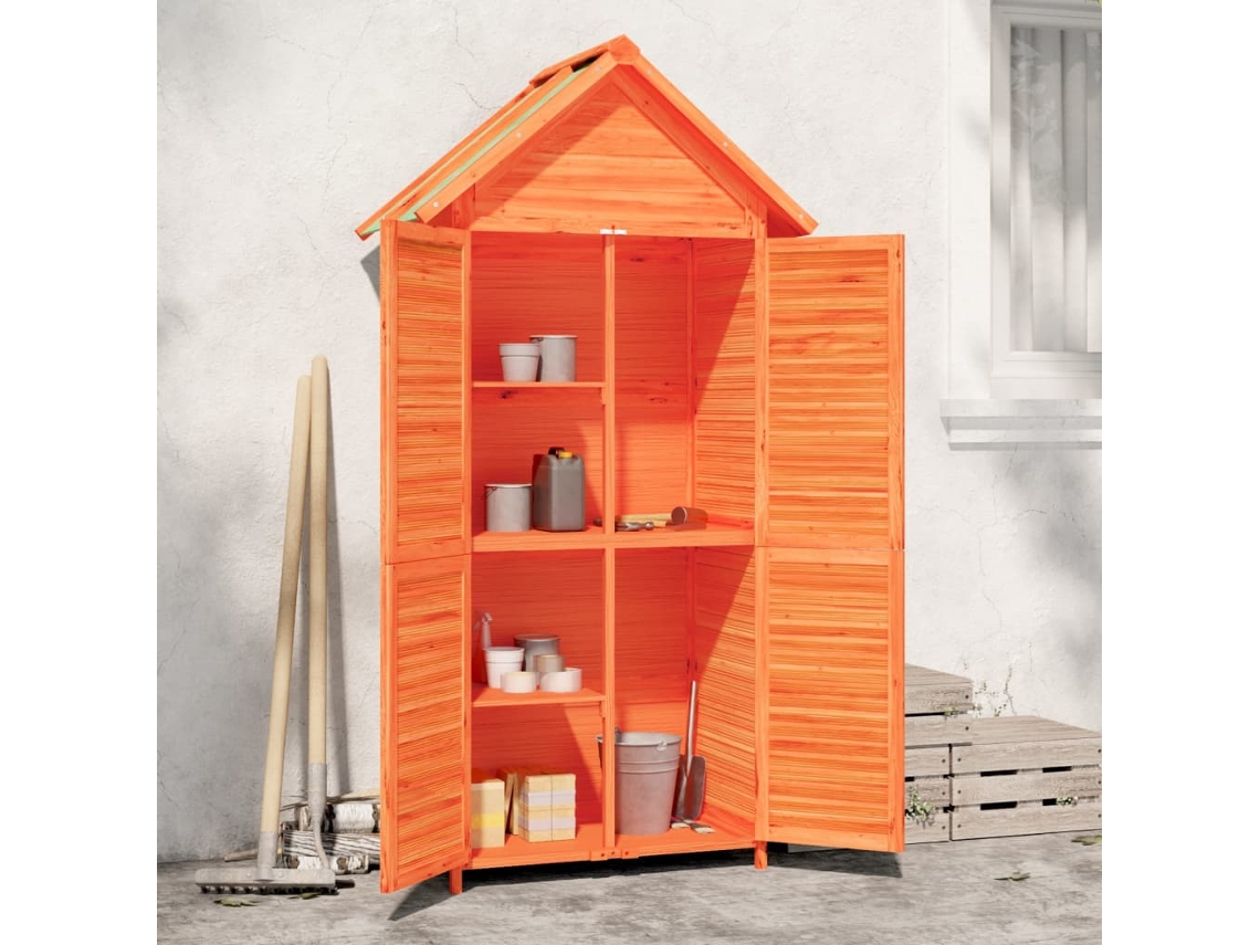 Abrigo de Madeira VIDAXL Para Ferramentas Marrom de Pinho (89x52,5x175 cm)