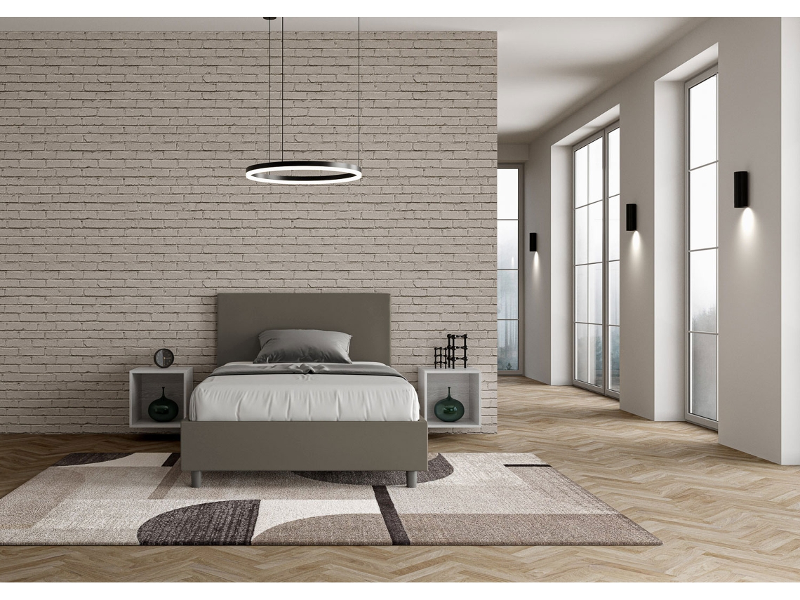 Cama de Corpo e Meio Sem Estrado Estofada AdeleITYHOME (120 x 200 cm - Painéis de Melamina e Couro Sintético)