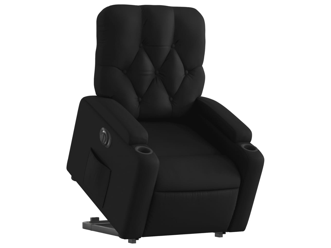 Poltrona reclinável elevatória elétrica couro artificial preto