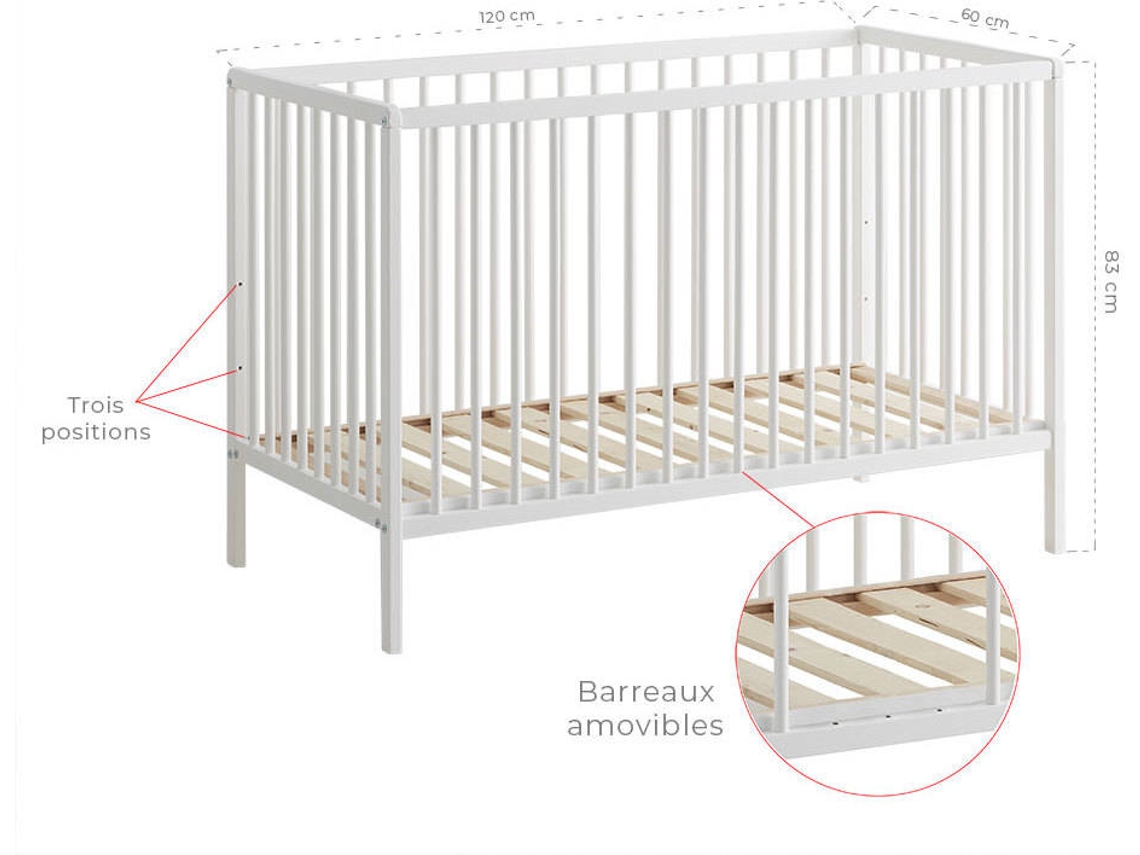 Berço NAF NAF Liso Branco (60 x 120 cm)