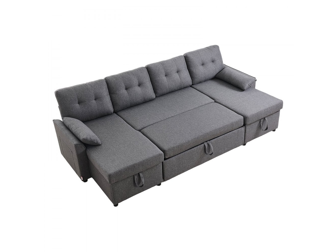 Sofá Cama Modular Cinzento Em U Com Arrumação Tekmaquinas