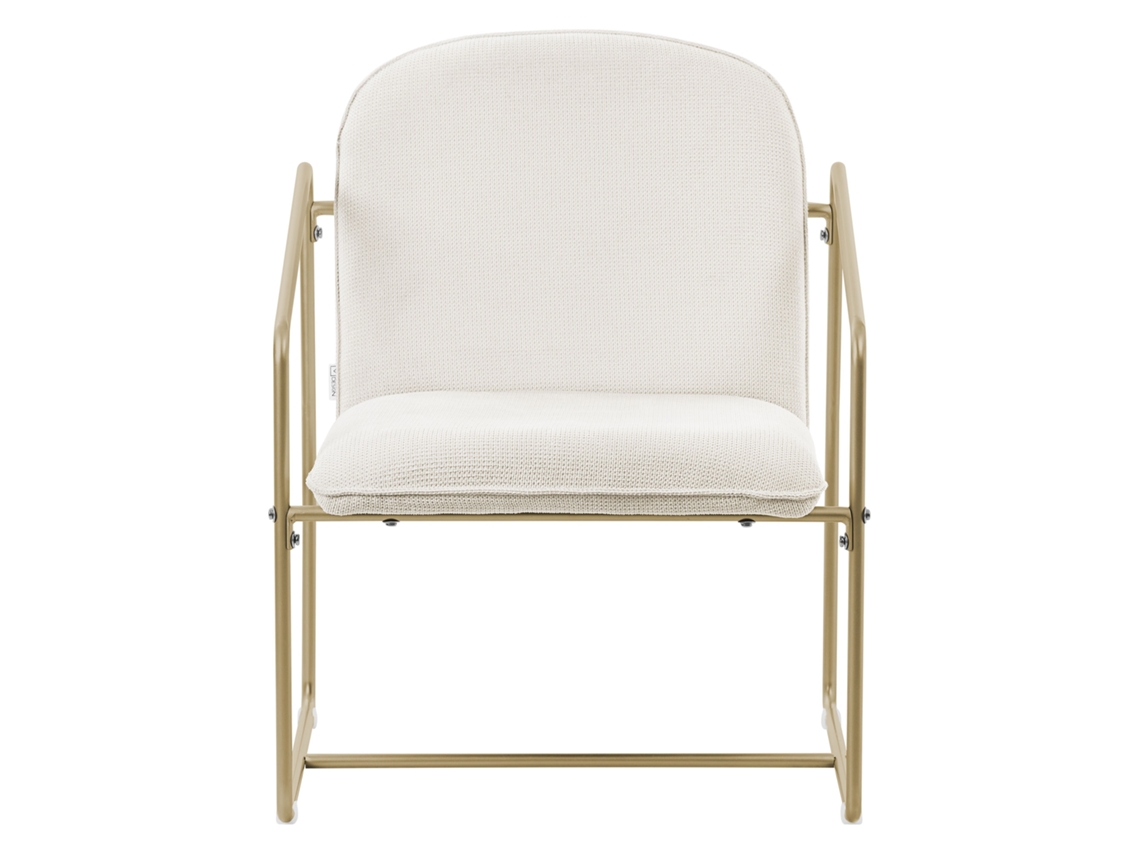 Conjunto de 2 Cadeirões Bege com Pernas Douradas, para Sala de Estar - ML Design