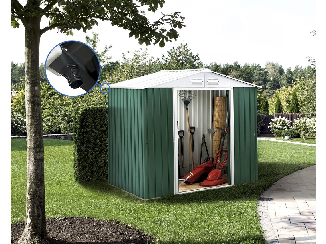 Abrigo De Jardim Metálico Rosas 4,07 M² Com Trilho Habitat Et Jardin