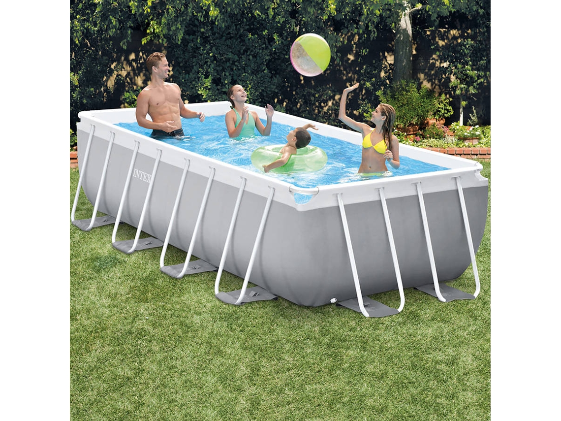 Piscina Tubular INTEX Prisma Frame Retangular com Bomba (4 Pessoas - 6836L - 400x200x100cm)