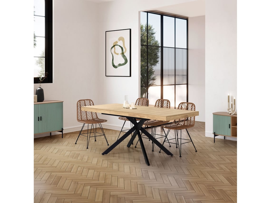 Mesa De Jantar Extensível Palermo Cor Carvalho, 140 180 Cm Vs Venta Estoque