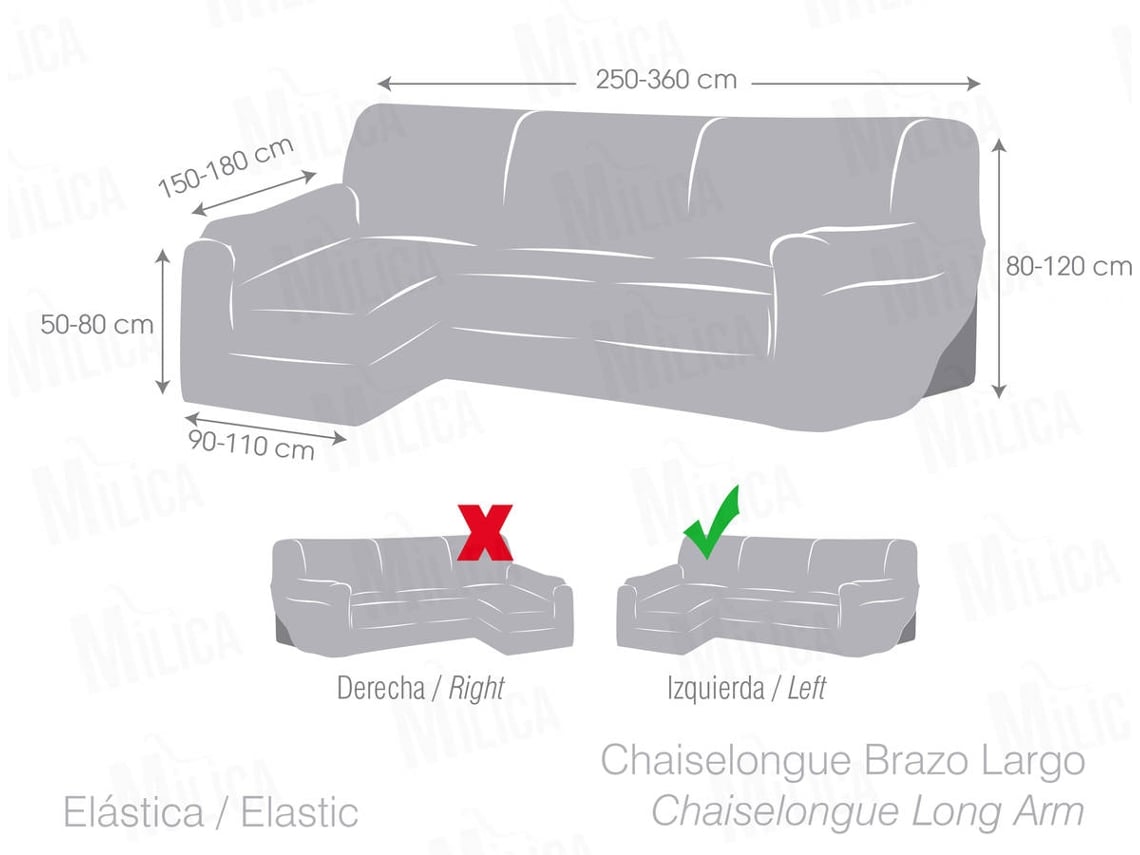Capa Tecido Elástico para Sofá Chaise Longue em Forma de L MILICA Orientação Esquerda Spongy Vermelho