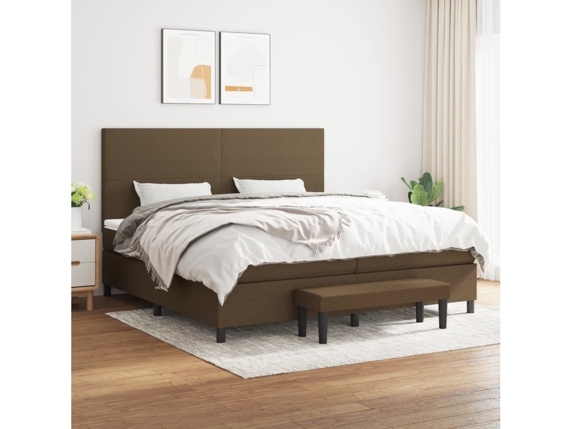 Cama box spring VIDAXL Marrom Tecido (200x200 cm)