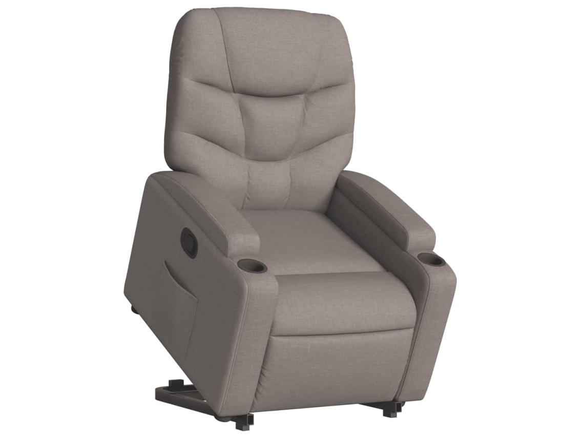 Poltrona reclinável elevatória tecido cinzento-acastanhado