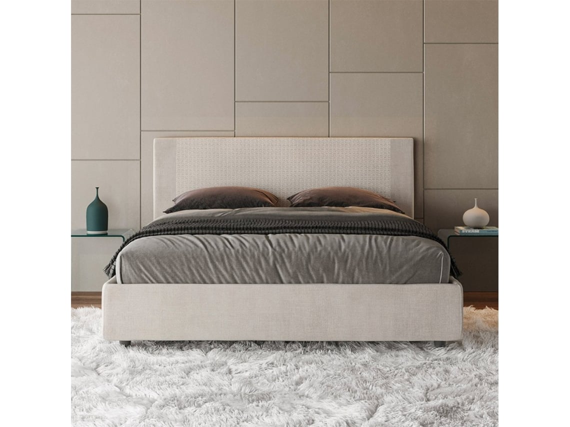 Cama de casal 160x190 com recipiente de tecido Rosal Norris Labirinto