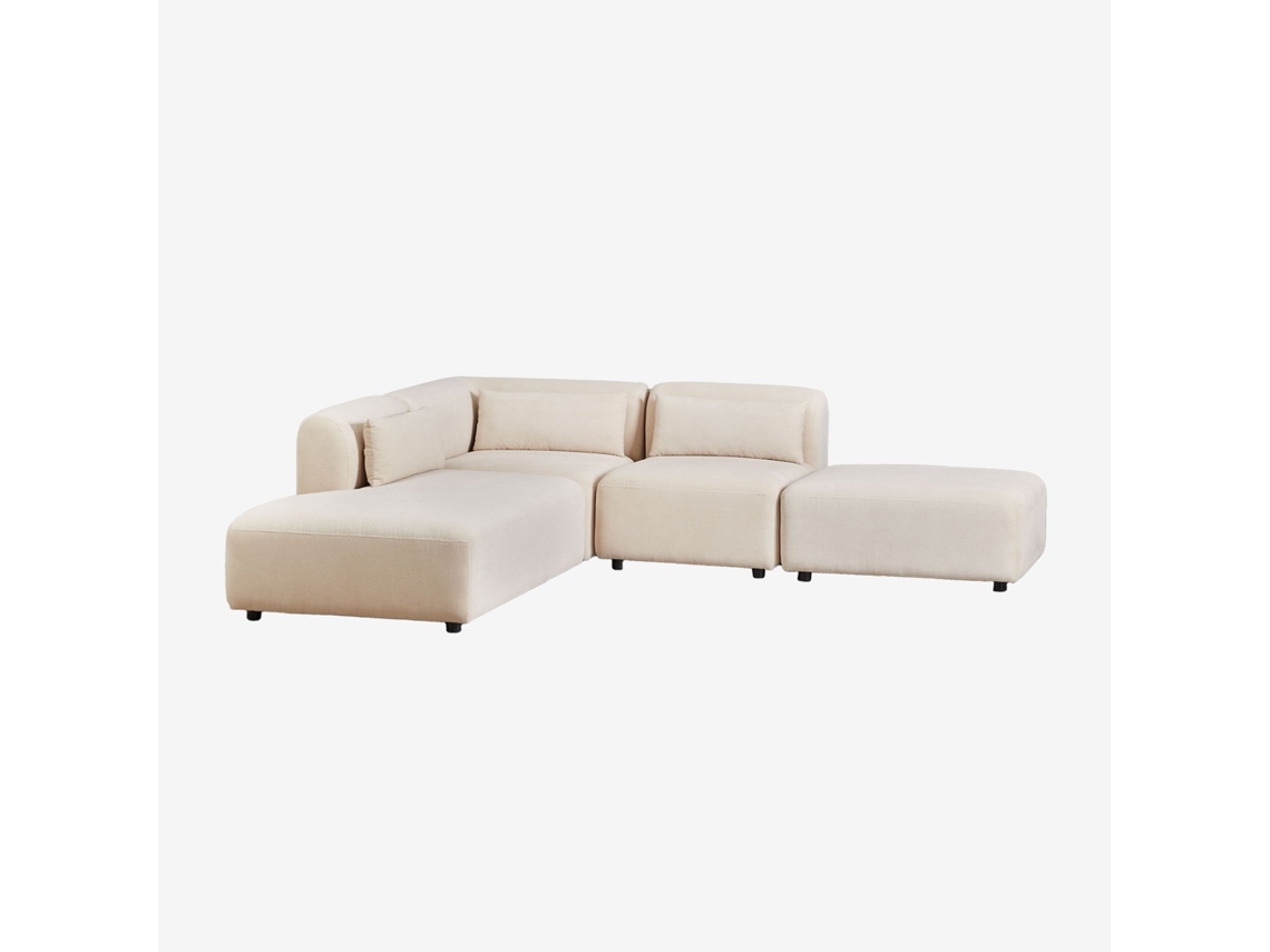 Sofá De Canto Modular De 3 Peças Com Chaise Longue Esquerda E Pufe Fogler Poliéster Sklum