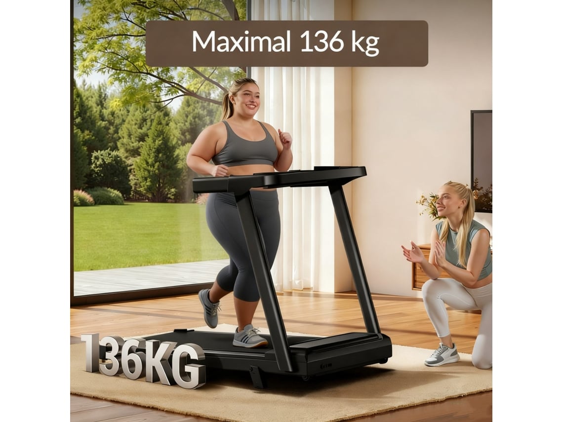 Passadeira De Corrida 3.0 Hp, 12 Programas, Inclinação 10, 12 Km/h, 136 Kg, Com Suporte, Rodas E Porta Garrafas. Umay