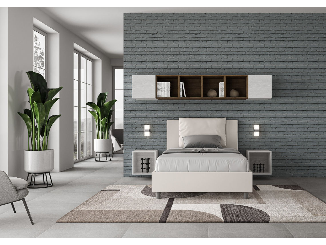 Cama de Corpo e Meio Sem Estrado Estofada AnteaITYHOME (120 x 210 cm - Painéis de Melamina e Couro Sintético)