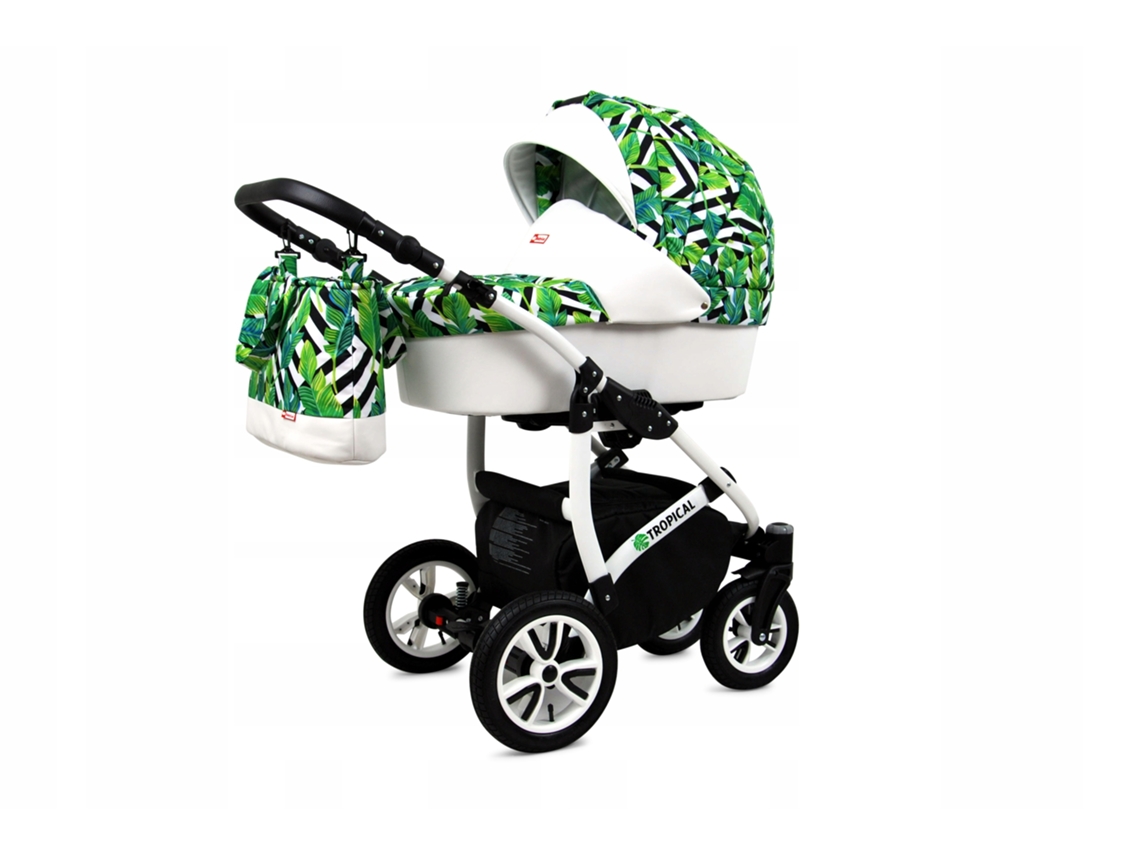 Carrinho De Bebé Multifuncional Babylux Tropical 3 Em 1 -banana Leaf - Ajustável E Dobrável Construção Leve Em Alumínio - Acessórios